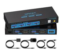 CMSTEDCD Commutateur KVM HDMI 8K @ 60 Hz USB 3.0 2 ports 4K @ 120 Hz pour 2 ordinateurs partagent 1 moniteur et un ensemble de clavier, souris, disque dur, contrôleur filaire et alimentation CC 12 V/1
