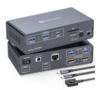 CMSTEDCD USB C KVM Docking Station 4K60Hz HDMI KVM Switch 2 PC 2 Monitor EDID 12-in-1 pour Deux Ordinateurs Portables Partageant Un 1G Ethernet 5 Périphériques USB A/C & Slots pour Cartes SD/MicroSD