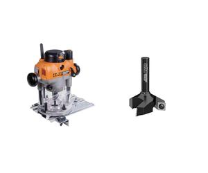 CMT CMT7E Fraiseuse avec pinces de 8 et 12mm & 663.004.11 Insert carbure Spoilboard Panneautage Router Bit avec 2-3/20,3 cm de diamètre et 12 mm x 50 mm Tige