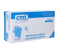 CMT Gants Nitrile Bleu Sans Poudre L 100 Pièces