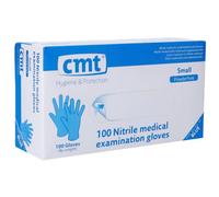 CMT Gants Nitrile Bleu Sans Poudre S 100 Pièces