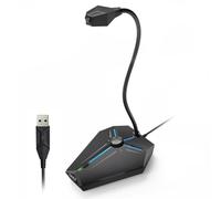 CMTECK G006Plus Microphone USB à condensateur pour ordinateur portable, bouton muet avec indicateurs LED, compatible avec Windows/Mac (avec bouton de volume)