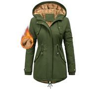 CMTOP Manteau Femme Hiver Veste Doublure en Polaire Chaude Parka Imperméable à Capuche Blouson Peluche Épaisse Thermique Manteaux Couleur Unie Zippé Décontracté Outercoat avec Cordon