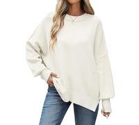 CMTOP Pull Femme Hiver Chic et Elegant Oversize Pull Chaud Décontracté Manches Longues Col Rond Pullover Tricot Sweat Haut Thermique Automne
