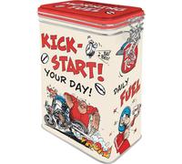 CMWS-Boîte à café rétro, MOTOmania Kick-Start ¿ Idée de Cadeau pour Fans de Moto, Récipient avec Couvercle aromatique, Design Vintage, 1,3 l