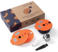 Cmws-Capsulas Tassimo Reutilizables Cápsula De Café Compatibles Para Tassimo Cápsula De Repuesto Recargable, Filtro De Café Para Tassimo (220ml In Orange+Spoon+ 180ml Lids)
