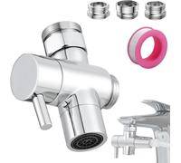 CMWX-3 Voies Valve Inverseur de Douche en Laiton Massif Adaptateur M22-24, M22-G1/2, G1/2"" 3 Voies Soupape pour Cuisine, Valve de Dérivation avec Rondelles pour Salle de Bain, Argenté