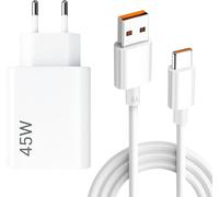 CMWX-45W Chargeur Rapide avec 6A Câble USB C 1m,Chargeur USB c 45w pour XiaoMi Redmi Note 14 5G,Chargeur Rapide pour Xiaomi Redmi 14C 13C Note 13 12S 11S 10 9 Pro Poco X7 M4 M6