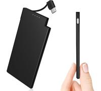 CMWX-5000mAh Batterie Externe avec câble Type-C intégré, Ultra Mince et Super léger Petite Power Bank Small Batterie Portable, Compatible avec iPhone 15 Series, Samsung, Xiaomi, Sony, etc- Noir