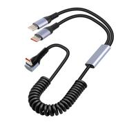 CMWX-Câble à Ressort séparateur USB C à 90 Degrés, Angle Droit 2 en 1 Enroulé USB C vers USB Type C Câble De Charge Rapide pour Téléphone, Tablette (1,6 pi)
