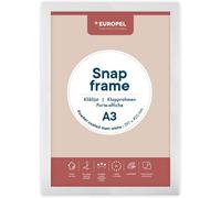 CMWX-Cadre Porte affiche clic-clac léger A3, finition blanche mate et poudrée, 25x11 mm, Aluminium anodisé protecteur anti-reflet, extérieures 328x451 mm, Dos polystyrène gris