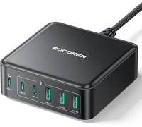 CMWX-Chargeur Multiple USB C 160W, Station de Charge GAN à 6 Ports,PD65W QC4.0 PPS pour MacBook Pro/Air, iPad, iPhone 16/15/14, Samsung,Acer,Lenovo