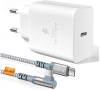 CMWX-Chargeur USB C 45W avec Cable 3M Nylon Type C et Adaptateur Secteur pour Galaxy S23/S22/S21/S10, Note 20/10, Tab S8 Ultra/Plus (Blanc)