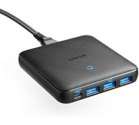 CMWX-Chargeur USB-C, Charge Rapide 65W 4ports PIQ 3.0 et GaN, Chargeur Secteur PowerPort Atom III Slim avec Port USB-C 45W, pour MacBook, Ordinateurs Portables, iPad, iPhone 17, Galaxy et Plus