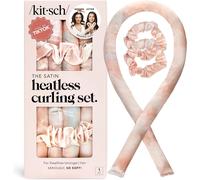 Cmwx-Ensemble De Bigoudis Sans Chaleur - Bigoudi Satiné Sans Chaleur, Bigoudi Sans Chaleur Pour Cheveux Longs Et Courts, Boucles De Nuit Avec 2 Chouchous Satinés Et Tige De Brushing - Sunset Tie Dye