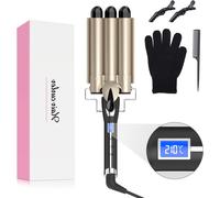 Cmwx-Fer À Boucler 3 Têtes 25mm, Beach Waves Fer A Wavy Cheveux 14 Niveaux De Temprature Qui Vont De 80\U2070c À 210\U2070c, Prêt En 30 Secondes, Revêtement En Céramique Tourmaline, Technologie Iont