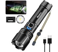 Cmwx-Lampe De Poche Led Ultra Puissante 5000 Lumens Rechargeable Usb Avec Power Bank, Xhp70 5 Modes Militaire Lampe Torche Mise Au Point Réglable Ipx5 Étanche Pour Usage Domestique, Activités De Plei