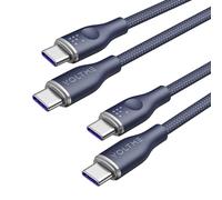 CMWX-Lot de 2 Câble USB C vers USB C PD 5A 100W Nylon Tressé 1,0m, Rugg Cable Charge Rapide USB-C Type C Compatible avec MacBook, MateBook Pro, Pixel 7/6 Pro/5/4XL, iPad Pro, Galaxy, etc (Bleu)