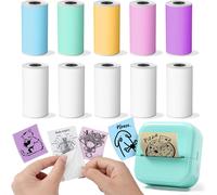 CMWX-Papier compatible avec les imprimantes Phomemo M02/Memoking T02/Anycash S1/Cudinham X6/iDPRT S1/HuiJuKeJi X5/M02X/M02L Mini imprimante thermique pour étiquettes, 50mm*3.5m, multicolore, 10 roule