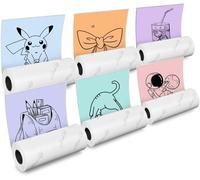 CMWX-Papier Set de 6 autocollants, Vert menthe, Bleu, Orange clair, Violet lavande, Rose Papier pour imprimante thermique pour M02PRO, T02, M02, M02S, M03, M03AS, M04S