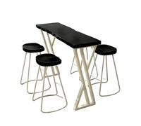 CMYAOYC Ensemble de Table de Bar à Pieds X - Table à Manger à Hauteur de Comptoir pour 4 Personnes avec 4 Tabourets, Plateau en Bois Massif et Cadre Métallique(Black,140cm)