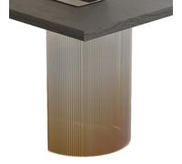 CMYAOYC Pied de Table Acrylique Semi-Circulaire à Canaux, Finition Dégradée 500x720mm, Support Robuste 400kg pour Bureau & Table, 70-80cm de Largeur(Brown)