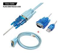 CMYKZONE Cisco Câble De Console Câble Série Rj45 à DB9 et RS232 à USB (2 en 1) Pour Périphérique Cisco 1.8M + 1M