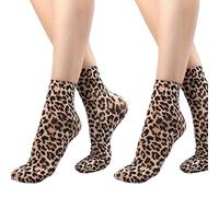 CMZYBBD Chaussettes Femme 2 Paires De Chaussettes Léopard Chic pour Femmes - Légères, Durables Et Douces pour Améliorer Votre Style Et Votre Confort-b-Une Taille