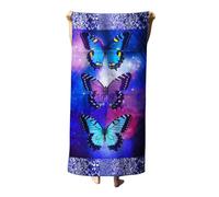 CMZYBBD Serviette De Plage Double Face en Éponge À Imprimé Papillon, Bain Microfibre Séchage Rapide pour Adultes, Natation, Fitness, Sport-violet-70x140cm