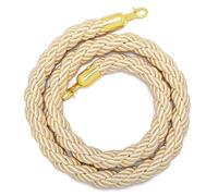 CN Corde de Poteau, Beige Corde de File D'attente avec des Crochets Polis en Or, Corde for Séparateur de File D'attente Cordes de Barrière de File D'attente pour Les Hôte(Size:3.3ft/100cm,Color:Beige)