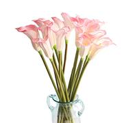 CN-Knight 10pcs Fleur Artificielle 67cm Longue Tige Calla Lily PU Faux Arum pour Mariage Bouquet de Mariée Demoiselle d'honneur Décoration de la Maison Bureau Centre de Table,Rose