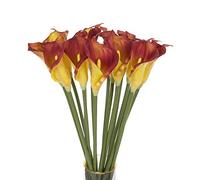 CN-Knight 10pcs Fleur Artificielle 67cm Longue Tige Calla Lily PU Faux Arum pour Mariage Bouquet de Mariée Demoiselle d'honneur Décoration de la Maison Bureau Centre de Table,Rouge Foncé