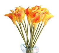 CN-Knight 10pcs Fleur Artificielle 67cm Longue Tige Calla Lily PU Faux Arum pour Mariage Bouquet de Mariée Demoiselle d'honneur Décoration de la Maison Bureau Centre de Table,Orange