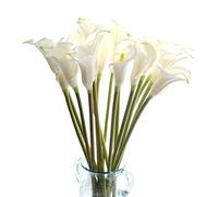 CN-Knight 10pcs Fleur Artificielle 67cm Longue Tige Calla Lily PU Faux Arum pour Mariage Bouquet de Mariée Demoiselle d'honneur Décoration de la Maison Bureau Centre de Table,Blanc