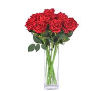 cn-Knight 12pcs Artificielle Rose en Soie Real Touch Blossom en Velours Fleur Bouquets de Faux Pour Mariage,Mariée et Demoiselles D'honneur,Bureau à Domicile Hôtel Décor, Fête,Table(Rouge)