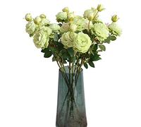 CN-Knight 12pcs Artificielle Soie Pivoine Real Touch Blossom Faux Bouquets de Fleurs pour Mariage,Mariée et Demoiselles d'honneur,Bureau à Domicile Hôtel Décor,Fête,Table,Vert