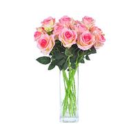 CN-Knight 6pcs Artificielle Rose en Soie Real Touch Blossom en Velours Fleur Bouquets de Faux pour Mariage,Mariée et Demoiselles d'honneur,Bureau à Domicile Hôtel Décor, Fête,Table(Rose)