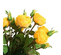 cn-Knight 6pcs Roses Artificielles de 71cm Long Tige Avec Revêtement en Gel de Soie Fleu et Bourgeon pour Décoration de la Maison,Bouquet de Mariée,Demoiselle D'honneur,Bureau Art Déco,Jaune