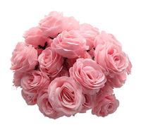 cn-knight Fleur artificielle Rose en Soie 50pcs Real-touch Faux Rose avec tige pour DIY Mariage Décor mariée et Demoiselles d'honneur bouquets Home Office fête Bal centres Arch Guirlande rose