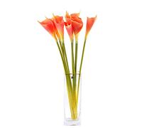 cn-Knight Lot de 10 lys calla artificiels à tige de 66 cm de long pour décoration d'intérieur, centre de table, bouquet de mariage (orange)