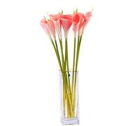 cn-Knight Lot de 10 lys calla artificiels de 66 cm de long pour décoration d'intérieur, centres de table, mariage, bouquet de mariée (rose avec apex vert)