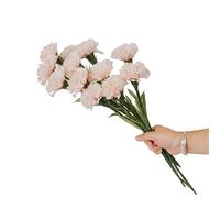 cn-Knight Lot de 12 fleurs d'œillet artificielles de 40,6 cm de long - Fleurs artificielles en soie de qualité supérieure pour décoration d'intérieur, centre de table, bouquet de mariage, rose clair