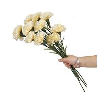 cn-Knight Lot de 12 fleurs d'œillet artificielles de 40,6 cm de long - Fleurs artificielles en soie de qualité supérieure pour décoration d'intérieur, centre de table, bouquet de mariage, jaune clair