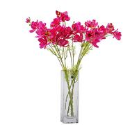 cn-Knight Lot de 12 fleurs sauvages artificielles cosmos à longues tiges pour mariage, bouquet de mariée, décoration d'intérieur, centres de table (rose cerise)