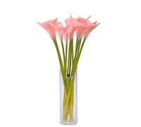 cn-Knight Lot de 12 lys calla artificiels de 50,8 cm de long pour décoration de maison, centre de table, bouquet de mariage (rose avec apex vert)