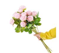 Cn-Knight Lot de 12 roses artificielles artificielles à tige longue de 50,8 cm pour mariage, bouquet de mariage, décoration de maison, pendaison de crémaillère, rose pâle