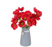 cn-Knight Lot de 14 coquelicots communs artificiels rouges de 27,9 cm, tige pliable de qualité supérieure, style rustique pour décoration d'intérieur, bouquets de mariée, fête des anciens combattants