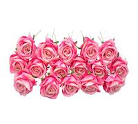 cn-Knight Lot de 20 roses artificielles en soie de velours avec tige métallique - 25,4 cm - Aspect réaliste - Pour bouquet de mariage ou décoration d'intérieur - Rose dégradé