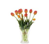 cn-Knight Lot de 20 tulipes artificielles de 40,6 cm au toucher réel avec fausses feuilles, fausses tulipes et bourgeons pour décoration d'intérieur, centre de table, bouquet de mariage, orange