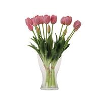 cn-Knight Lot de 20 tulipes artificielles de 40,6 cm au toucher réel avec fausses feuilles, fausses tulipes et bourgeons pour décoration d'intérieur, centre de table, bouquet de mariage, violet